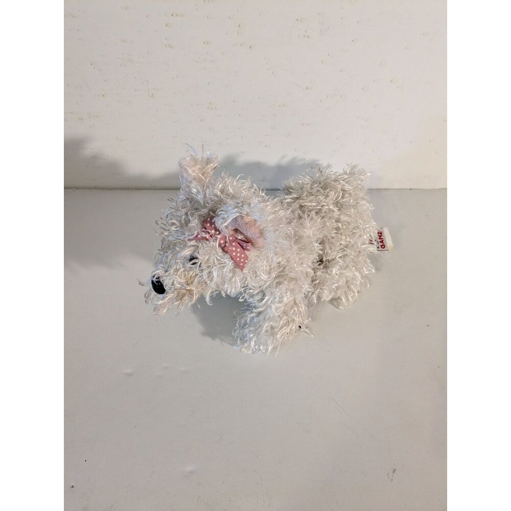 Ganz Webkinz Terrier White Puppy Dog Pink Bow Stuffed Animal NO CODE